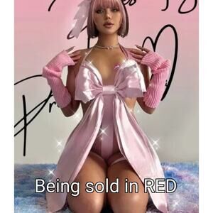 Niosoki Anime Present For You Bow Lingerie Outfit 2XL Plus Size - Rose Red Gift